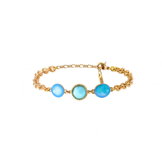 Bracelet LOUISE fin ajustable glamour cabochons I turquoise SATELLITE