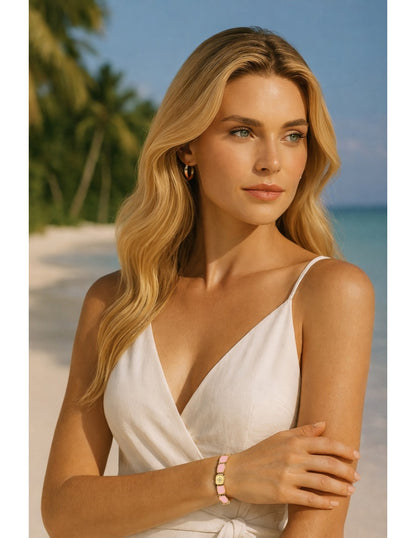 Bracelet Dame  Métal émaillé ROSE POUDRE LAUREN STEVEN