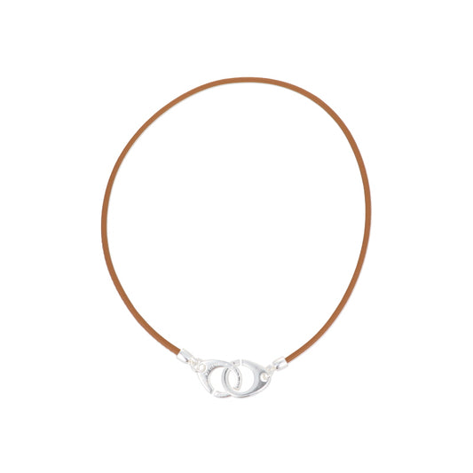 Collier N°846 - RAS DE COU MENOTTES  camel  SECRET DE CUIR