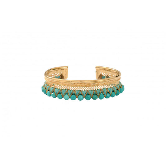 Bracelet manchette  SILMA ajustable bohème filigranes pierres dures I turquoise SATELLITE