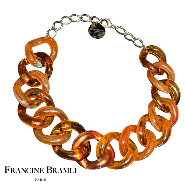 COLLIER Femme  maillon FRANCINE BRAMLI  ambre orangé
