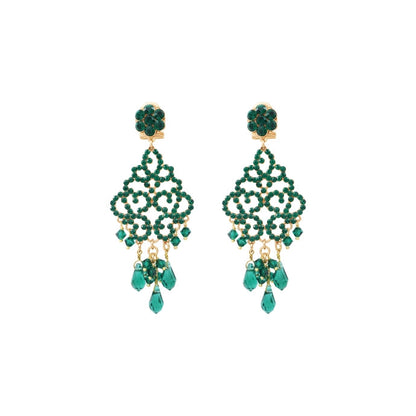 Boucles d'oreilles Femme  percées cristaux prestige - vert SATELLITE