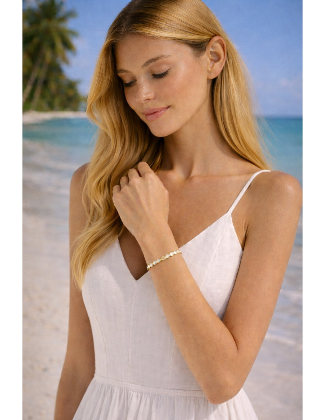 Bracelet Dame  Métal émaillé Slim Blanc LAUREN STEVEN