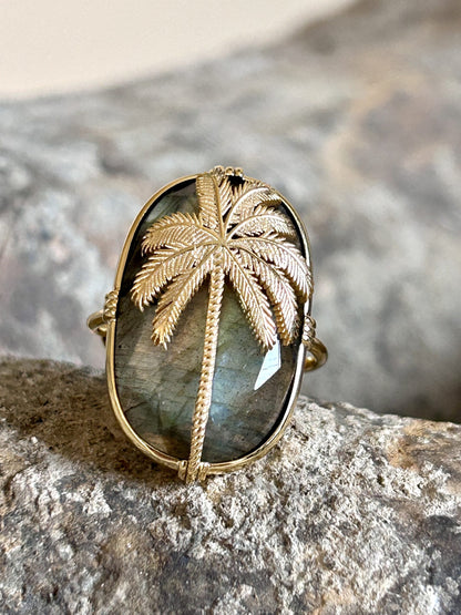 BAGUE femme PALMIER  Au Fil DE LO Quartz fraise