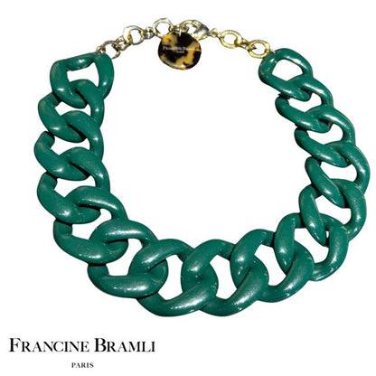 COLLIER Femme  maillon FRANCINE BRAMLI  vert foncé