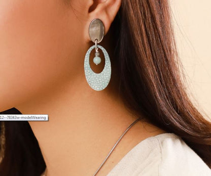 BOUCLES D'OREILLES POUSSOIR 2 ÉLÉMENTS OVALES Collection Ko tao Nature Bijoux