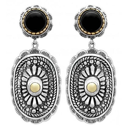 Boucles d'oreilles Argent et Laiton avec Onyx JALAN JALAN