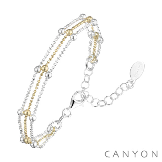 BRACELET ARGENT 3 RANGS BICOLORE
