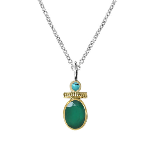 Collier argent onyx vert CANYON