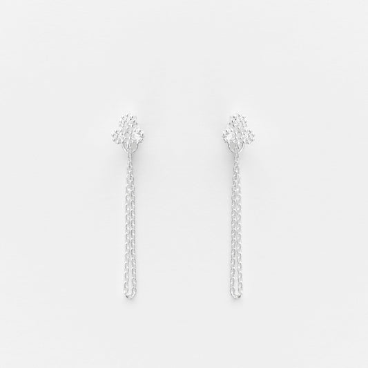 Boucles d'oreilles PENDANTES argent AVEC 3 PETITS RONDS empierrés CANYON