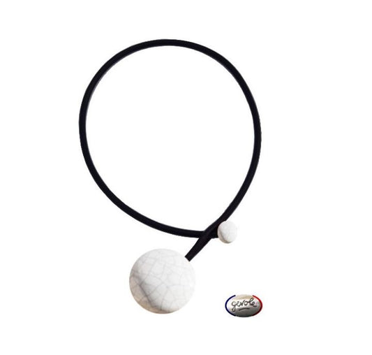 COLLIER GALET GEVOLE BLANC CRAQUELE