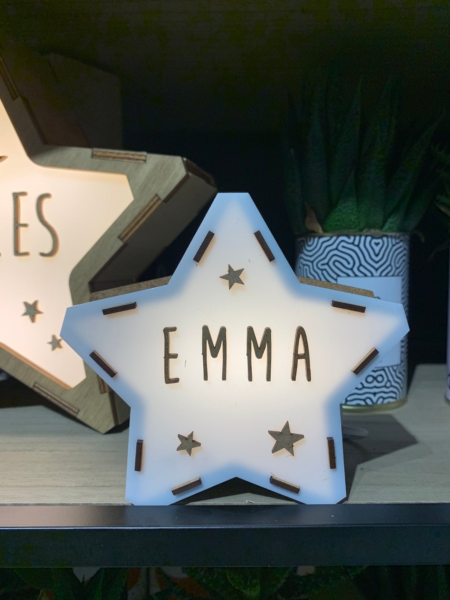 ETOILE BOIS lumineuse personnalisable petit modèle