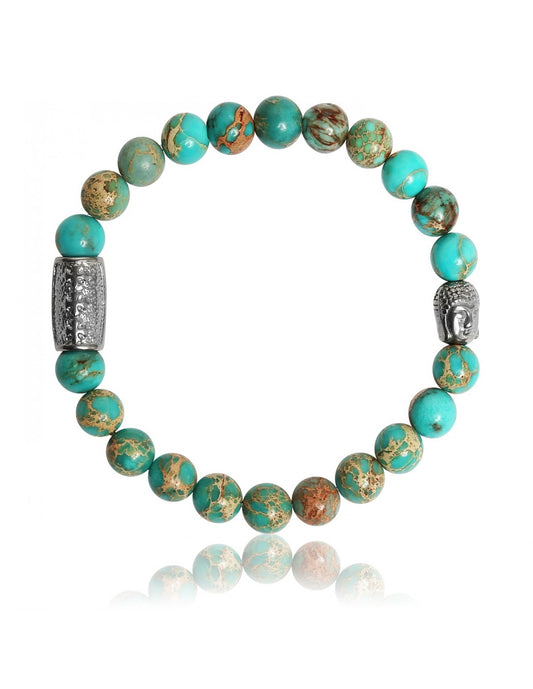Bracelet Jaspe de Mer Turquoise et Bouddha Lauren Steven