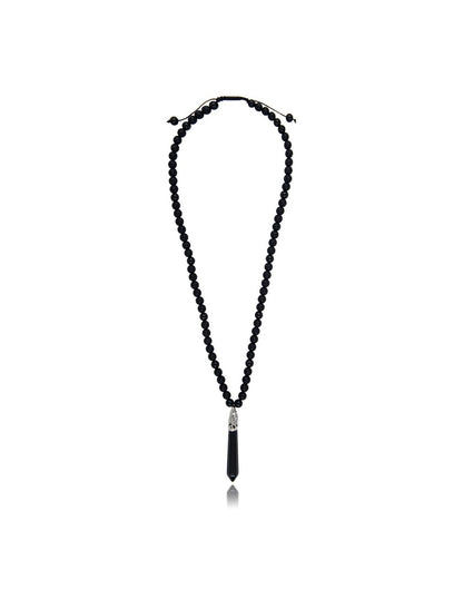 COLLIER 8MM ONYX NOIR MAT ET PENDENTIF Lauren Steven