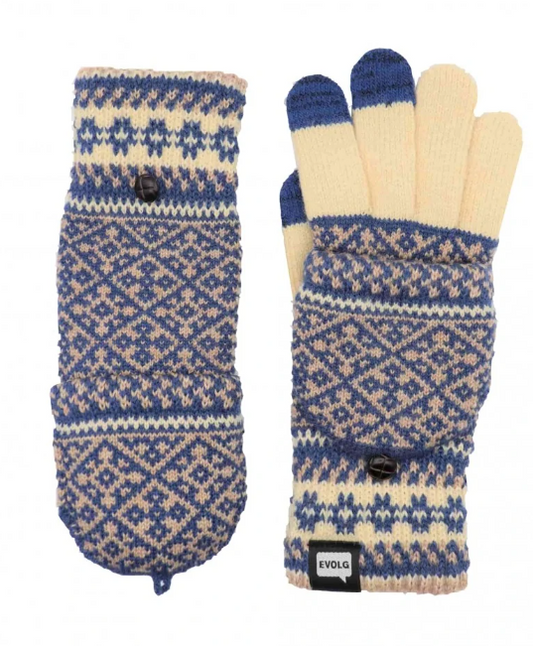 MIT - GANTS TACTILES TRANSFORMABLES VANILLE BEIGE BLEU EVOLG