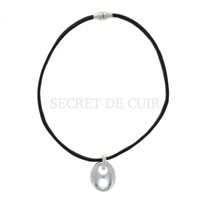 COLLIER SECRET DE CUIR GRAIN DE CAFE