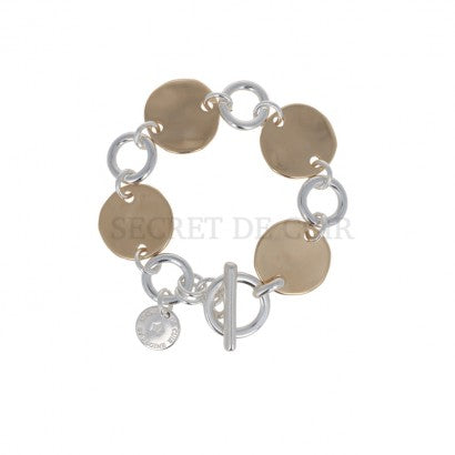 BRACELET SECRET DE CUIR PASTILLE BICOLRE