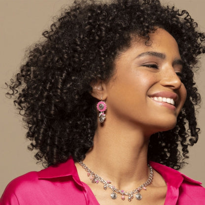 BOUCLES D'OREILLES DORMEUSES AMAZONES ROSES REMINISCENCE REM5AE01P