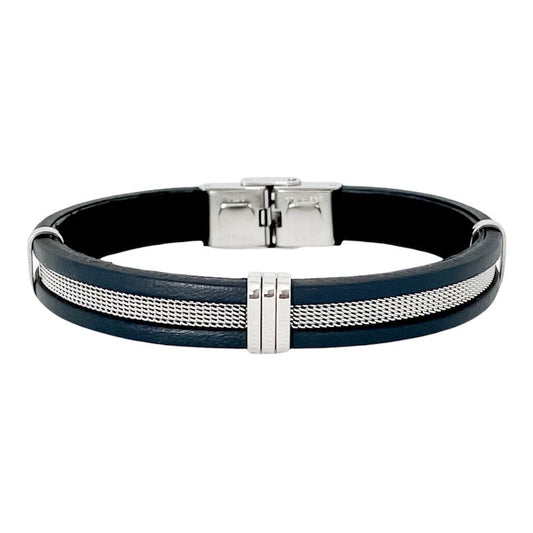 BRACLET ACIER ET CUIR PHILIPPE BA17/21-BM-20