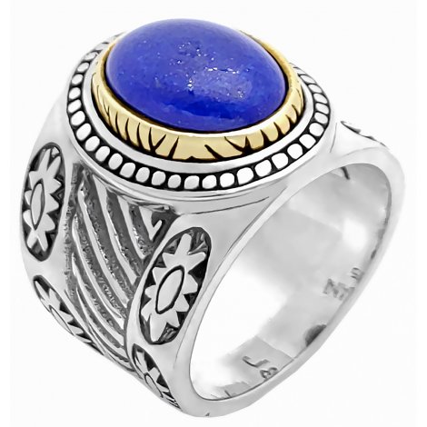 Bague argent & laiton avec pierre semi-précieuse Lapis Lazuli d'Afghanistan  JALAN JALAN