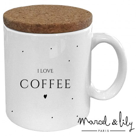 MUG COUVERCLE LIEGE I love Coffee Marcel & Lily